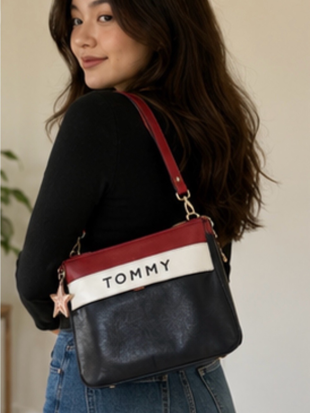 Tommy Hilfiger Navy, White & Red Crossbody with Star Charm